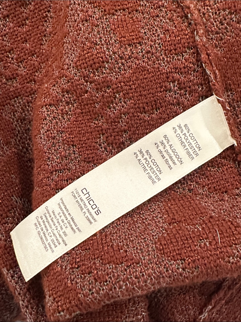 Chico's Open Front Ruffle Lace Cardigan Rust - Picture 4 of 4